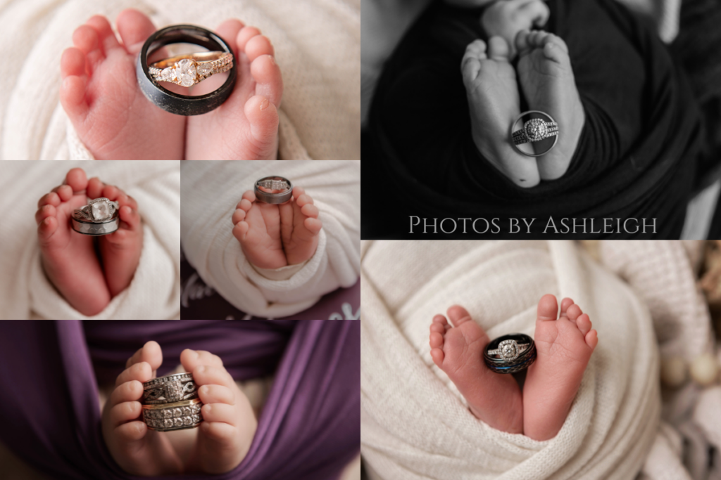Custom newborn portraits using sentimental items from your home.