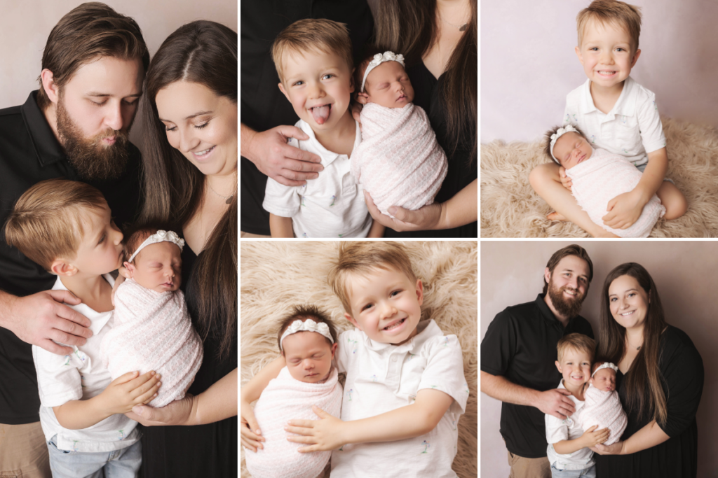 Family photos during a baby girl's newborn photo session