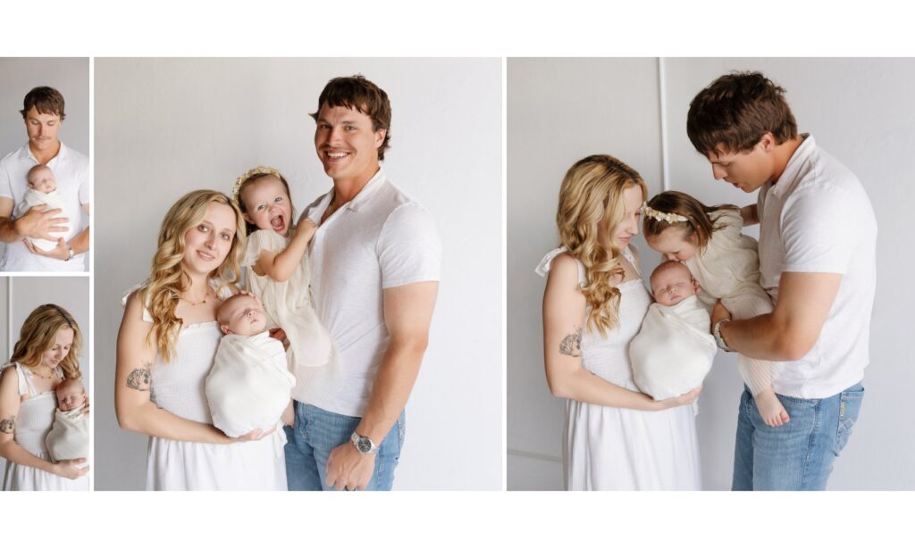 Neutral-toned newborn photography studio setup in Oklahoma City designed for calm, comfortable sessions